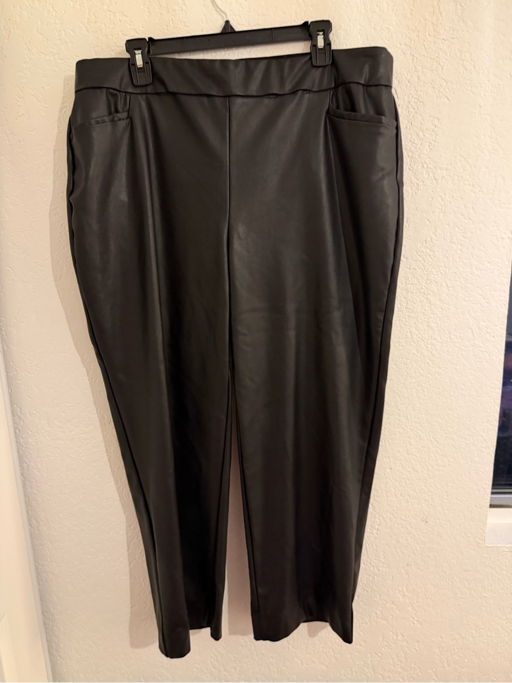Chico's Black Faux Leather Cropped Tapered Pants